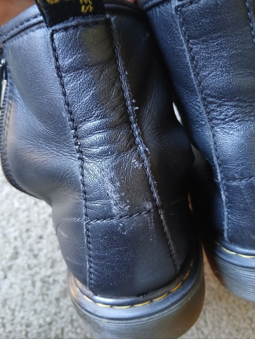 Dr. Martens Black Leather Lace-Up Combat Boots with Side Zip - Picture 8 of 10
